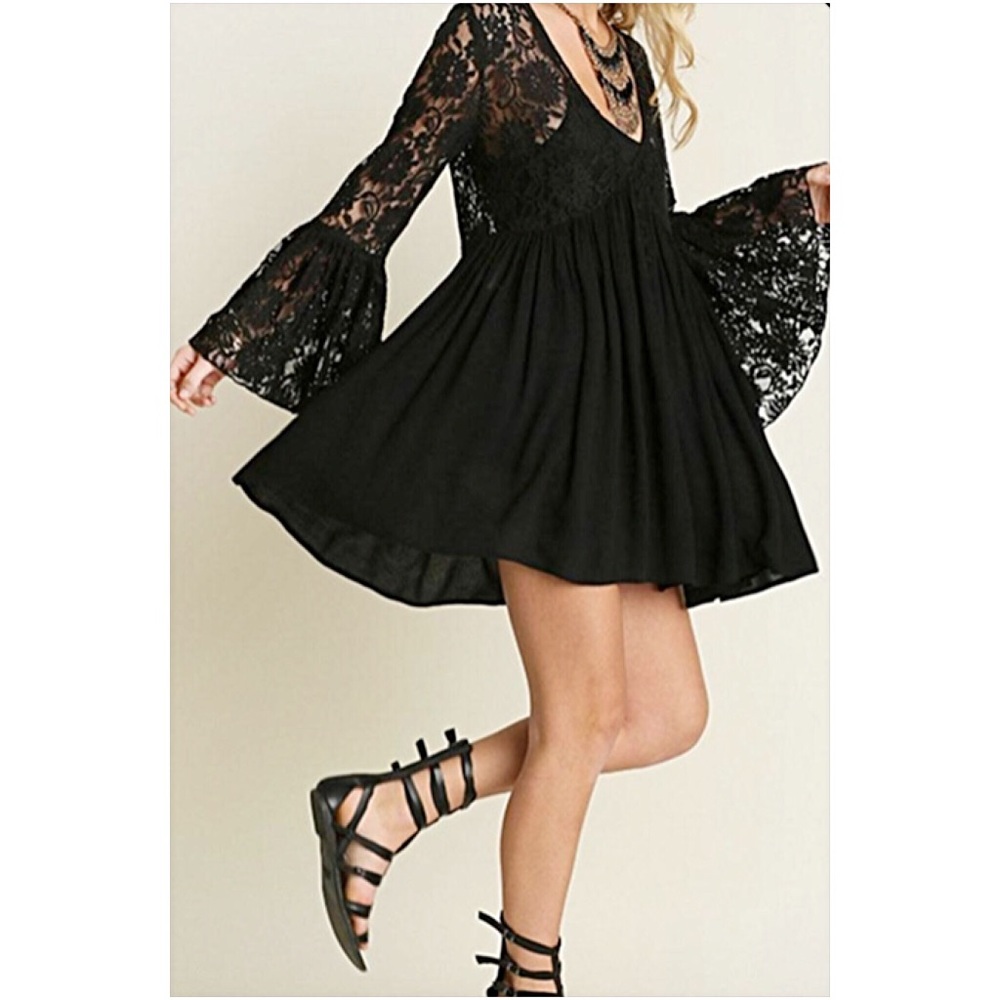 Flirty Lace Boho Peasant Tunic Dress SMLXL - Picture 3 of 6